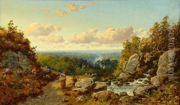 A Welsh Valley Oil Painting - Edmund John Niemann
