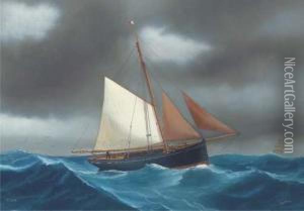 The Gaff-rigged Eliza At Sea Oil Painting - Atributed To A. De Simone