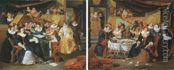 The Sense Of Hearing Oil Painting - Franz Xavier Hendrick Verbeeck