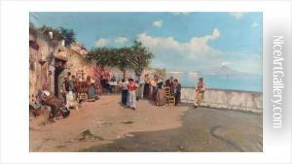 Baie De Naples: Fete Sur La Terrasse Oil Painting - Giovanni Battista