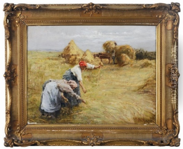 Gleaners In The Field Oil Painting - Eugene Labitte
