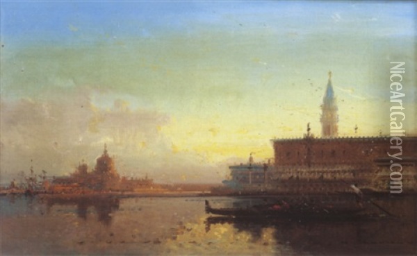 Vue De La Salute, Venise Oil Painting - Henri Duvieux