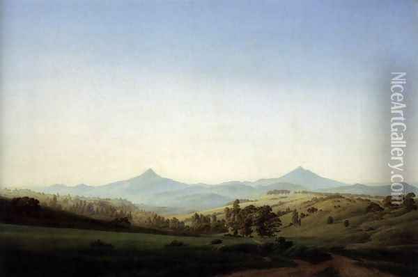Bohemian Landscape with Mount Milleschauer 1808 Oil Painting - Caspar David Friedrich