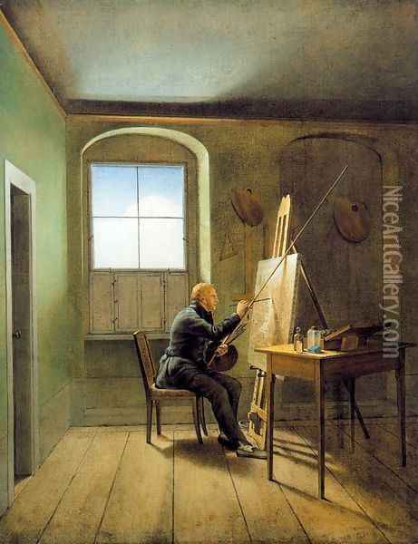 Georg Friedrich Kersting. Friedrich's Studio Oil Painting - Caspar David Friedrich