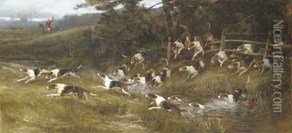 Hounds of the Tickham Hunt, Kent Oil Painting - Heywood Hardy