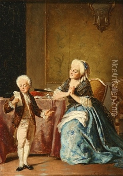 The Recital Oil Painting - Cletofonte Preti