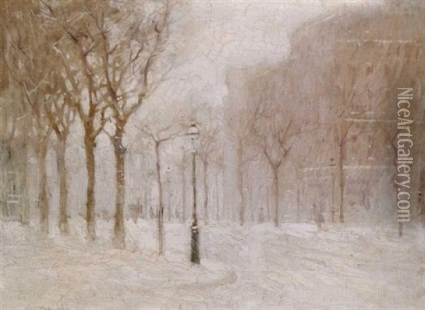 Winter, New York City Oil Painting - Paul Cornoyer