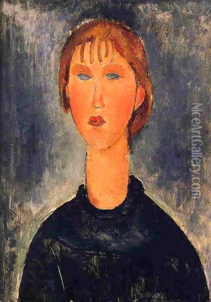 Bust Length Portrait of Blonde Girl 1919 Oil Painting - Amedeo Modigliani