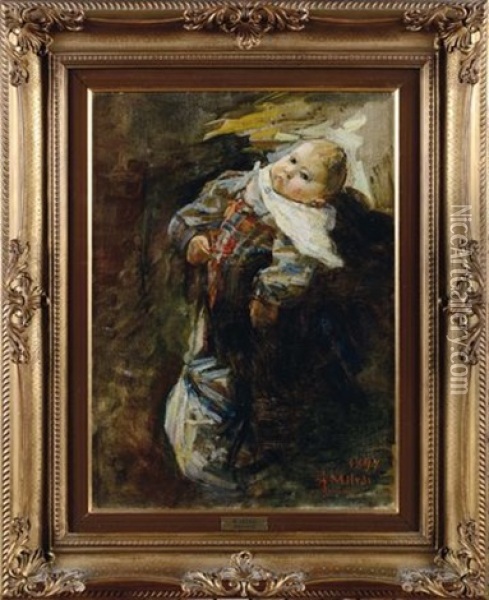 Bambino In Fasce Oil Painting - Alessandro Milesi