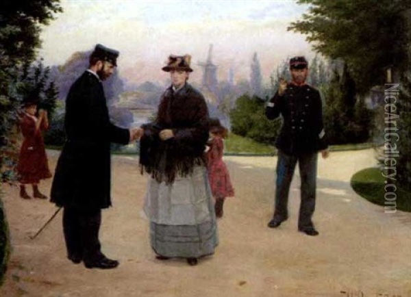 Greeting An Old Friend Near Montmartre Oil Painting - Hans Andersen Brendekilde