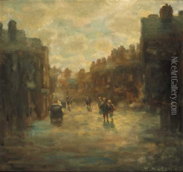 A Wet Morning Oil Painting - William Mason