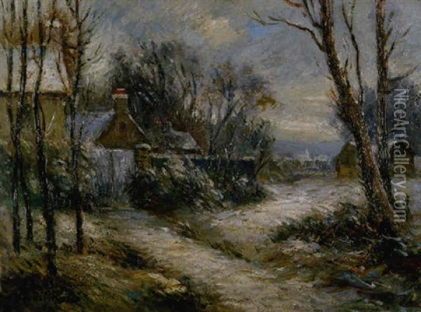 Paysage Avec Maison Au Bout De La Route Oil Painting - Gustave Caillebotte