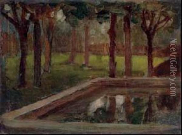 La Vasca Nel Parco Oil Painting - Pietro Fragiacomo
