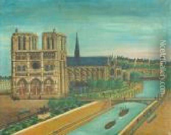 Notre Dame Oil Painting - Louis Vivin