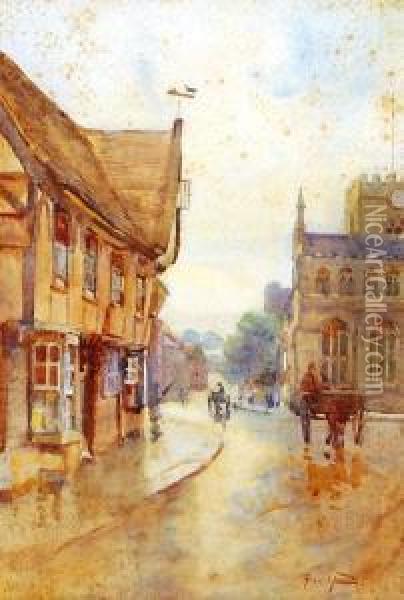 With St Mary's Church Oil Painting - Rose Mead