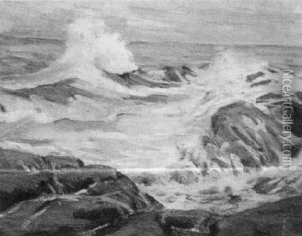 Monhegan Surf Oil Painting - George Bellows