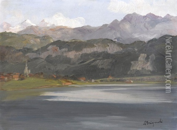 Sommerliche Seeuferpartie Oil Painting - Luigi Brignoli
