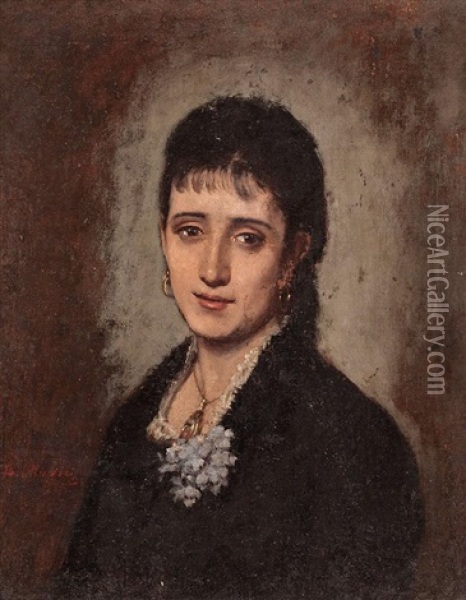 Retrato De Una Joven Oil Painting - Benito Mercade y Fabregas