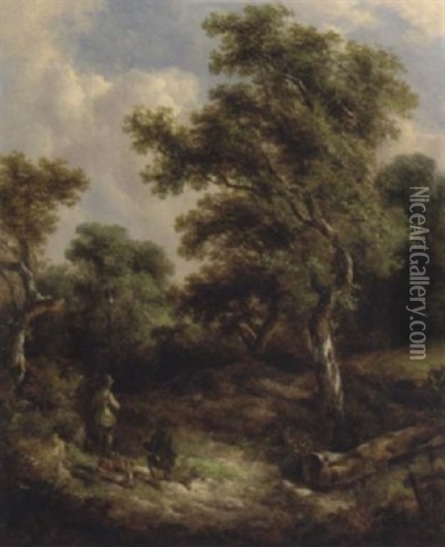 Figures In A Woodland Clearing Oil Painting - Richard H. Hilder