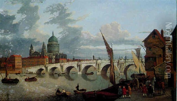 View Of Westminster Bridge Oil Painting - John Paul