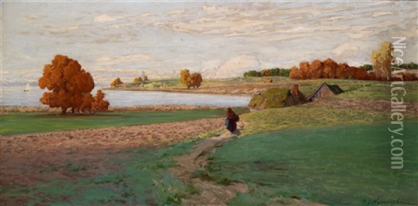 Landschaft Oil Painting - Michael Gorstkin-Wywiorski