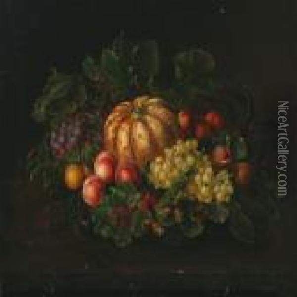 Still Life Withfruits Oil Painting - I.L. Jensen