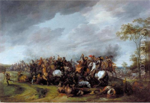A Cavalry Engagement Oil Painting - Pieter Snayers