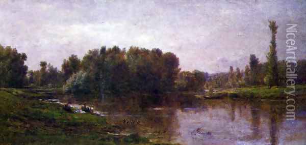 The banks of the Oise Oil Painting - Charles-Francois Daubigny