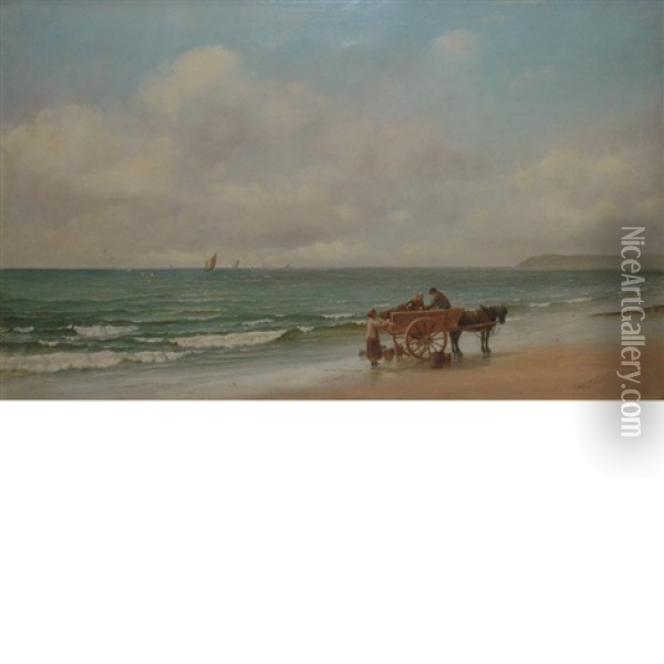 Horse Cart By The Sea Oil Painting - Horace Hughes Stanton