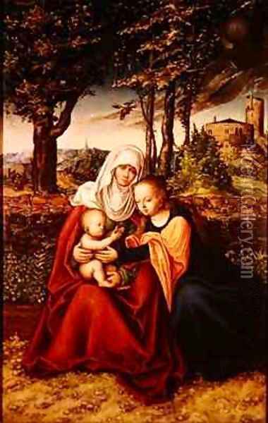 The Virgin Mary with Saint Anne holding the infant Jesus Oil Painting - Lucas The Elder Cranach