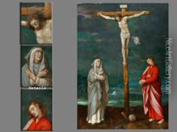 Christus Am Kreuz
Mit Johannes Und Maria Oil Painting - Adriaen Isenbrandt (Ysenbrandt)