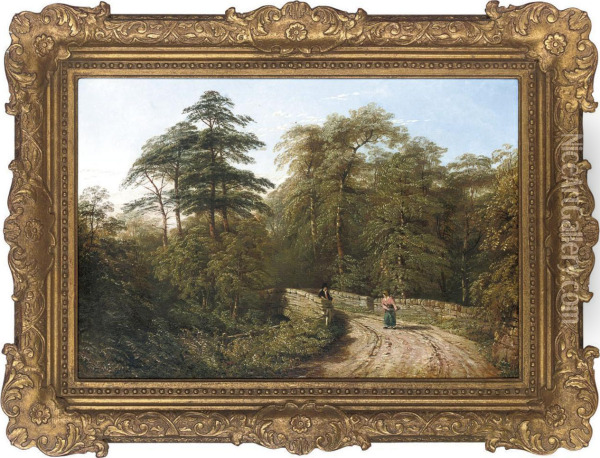 A Chance Encounter Oil Painting - Thomas Baker Of Leamington