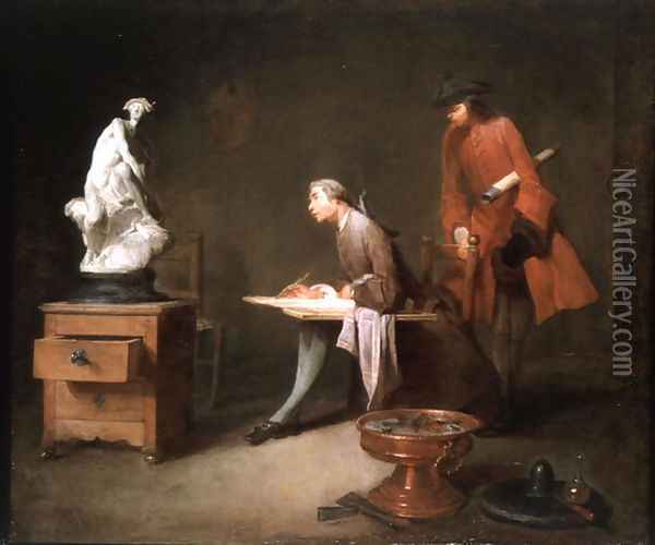 The Drawing Lesson Oil Painting - Jean-Baptiste-Simeon Chardin