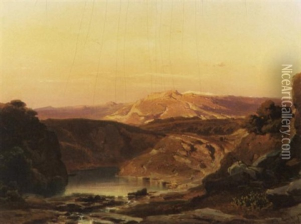 In Der Sierra Nevada. Abendstimmung Oil Painting - Fritz Bamberger