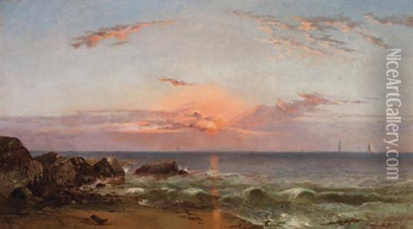 Breezy Point, Seaside Park, Bridgeport, Connecticut Oil Painting - Charles Day Hunt