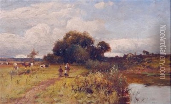 Landscape With Figures (set Of 3) Oil Painting - William Manners