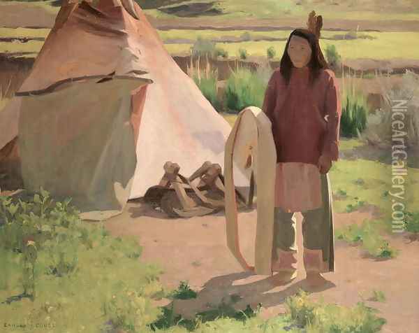 Klikitat Warrior, c.1898 Oil Painting - Eanger Irving Couse