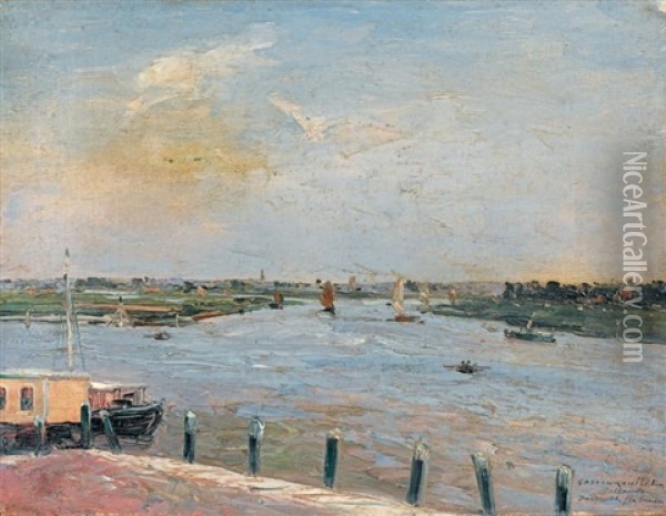 Le Port De Dordrecht, Hollande Oil Painting - Gaston Marie Anatole Roullet