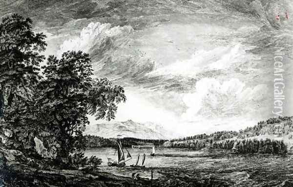 View of Hudsons River of Pakepsey Oil Painting - Paul Sandby