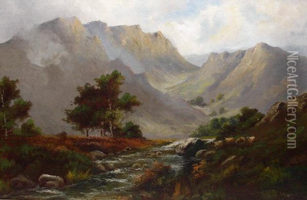 Scottish Highland Stream Oil Painting - Jack Ducker