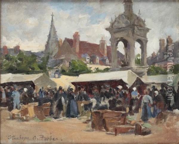 Breton Market Oil Painting - Stanhope Forbes