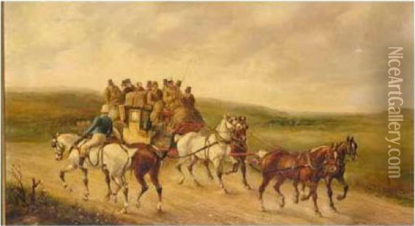 Meeting On The Highway Oil Painting - John Charles Maggs
