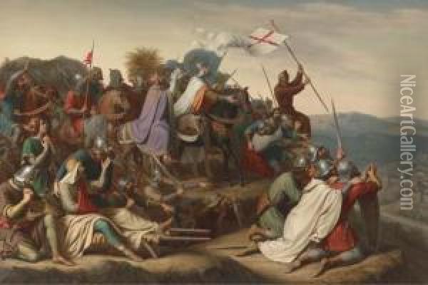 Arrival In Jerusalem Oil Painting - Karl Georg Christian Schumacher