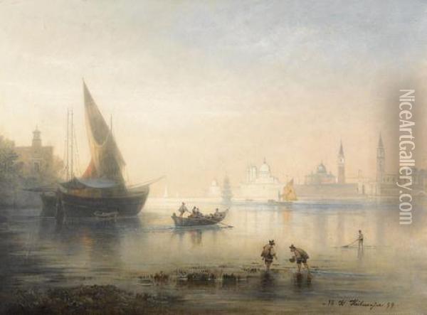 Ansicht Von Venedig Mit Booten Und Figurenstaffage Oil Painting - Karl Heilmayer