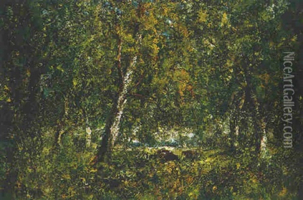 Blick Auf Waldlichtung Nach Impressionistischer Auffassung Oil Painting - George A. Boyle