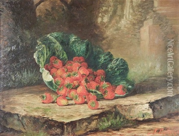 Strawberries Oil Painting - John La Farge