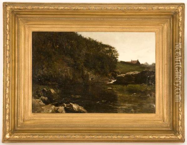 Depicting A River Landscape Oil Painting - John P. Nicolson