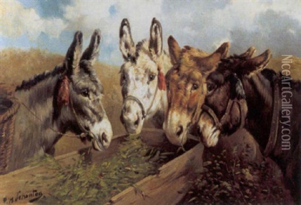 Vier Ezels Oil Painting - Henry Schouten