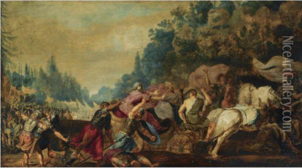 King Ahab Fatally Wounded By An Arrow In The Battle Against Thesyrians Oil Painting - Gerrit Claesz Bleker