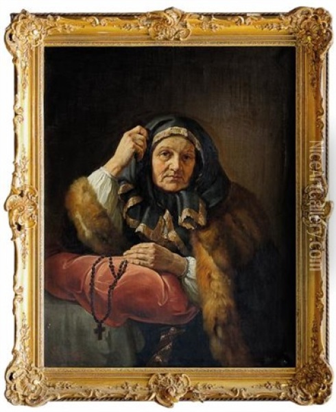 Portrait D'une Femme Agee Oil Painting - Piotr Illarionovitch Soldatkine